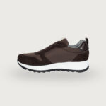 Zapatillas marrón oscuro con elásticos Painos Elastic Testa de balaitus y serraje con plataforma de 3 cm